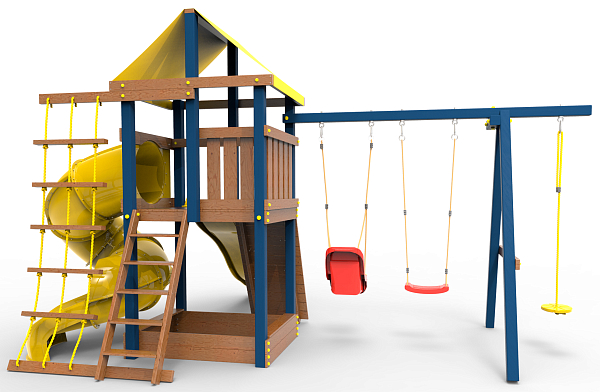 картинка Детская игровая площадка Пикник  "Элит" с винтовой трубой (синий) от магазина Лазалка