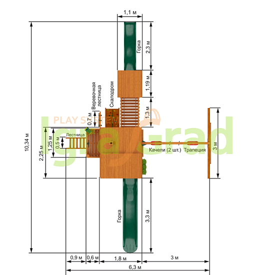 картинка Детская площадка IgraGrad "Великан 2" (Макси) от магазина Лазалка