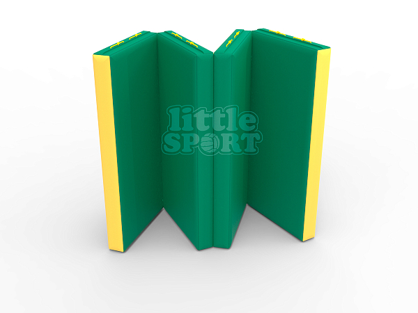 картинка Мат кожзам LittleSport (100х200х10см) складной в 4 сложения зеленый/желтый от магазина Лазалка