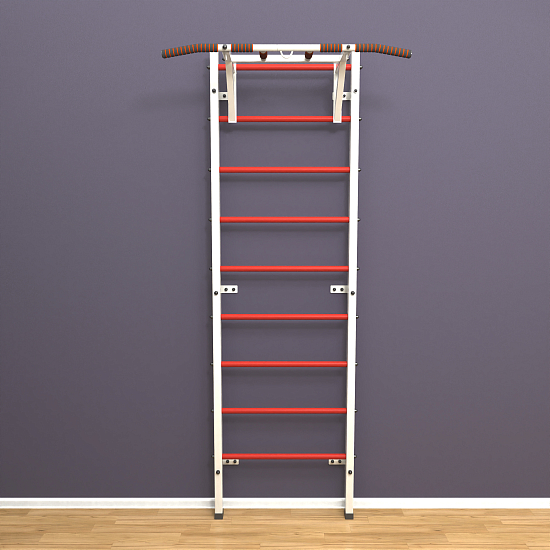 картинка Шведская стенка «LittleSport» White Pull-Up красные ступени от магазина Лазалка