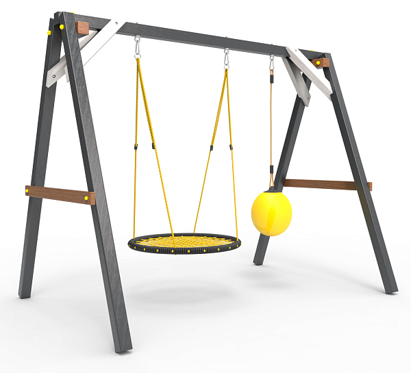 Деревянные качели Пикник 2 "Ультра" (качели гнездо 1м + качели drop)