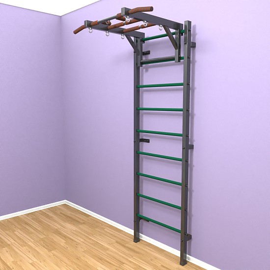 картинка Шведская стенка «LittleSport» Graphite Long зеленые ступени от магазина Лазалка