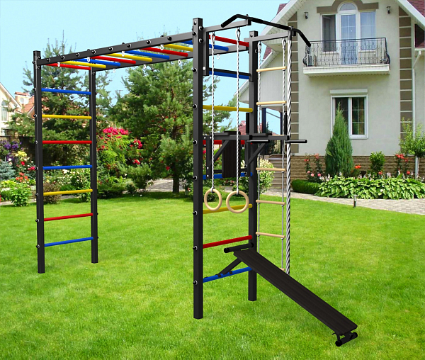 картинка Уличная шведская стенка Sv Sport рукоход У510 (Турник/Брусья/Скамья/Канат/кольца/лестница) от магазина Лазалка