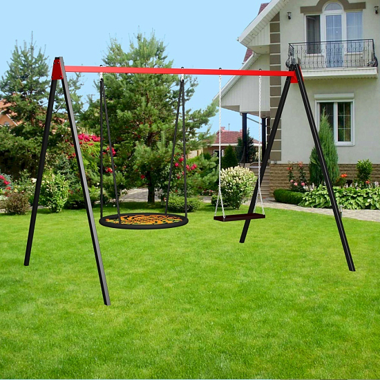 картинка Уличные качели Sv Sport УК172.2П2 (3.0м/Гнездо 115см/Деревянные/Подвесы на подш 2к) от магазина Лазалка