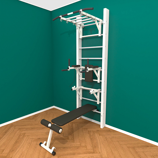 картинка Брашированная шведская стенка "Кастерли" White РБСШ (Белые ступени) от магазина Лазалка