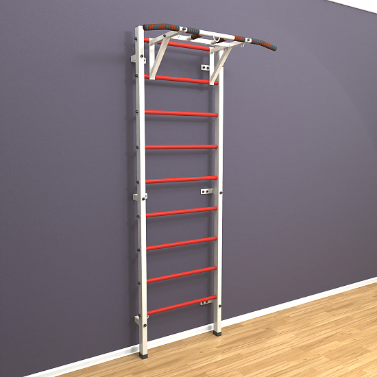 картинка Шведская стенка «LittleSport» White Pull-Up красные ступени от магазина Лазалка