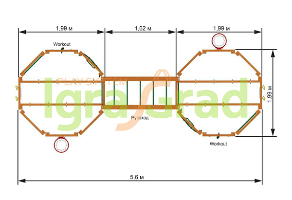 картинка Детский спортивный комплекс "WorkOut Double" от магазина Лазалка