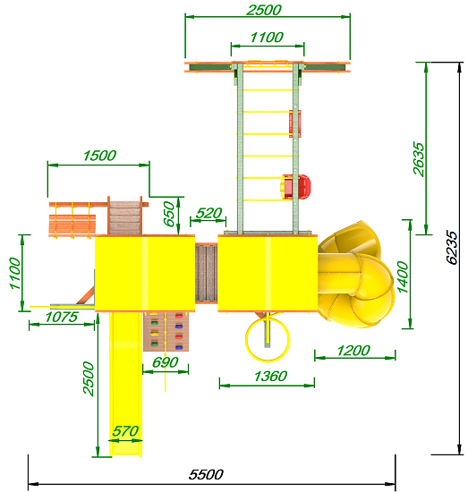 картинка Детская площадка Пикник "Вега" Пацифик Light с винтовой трубой от магазина Лазалка