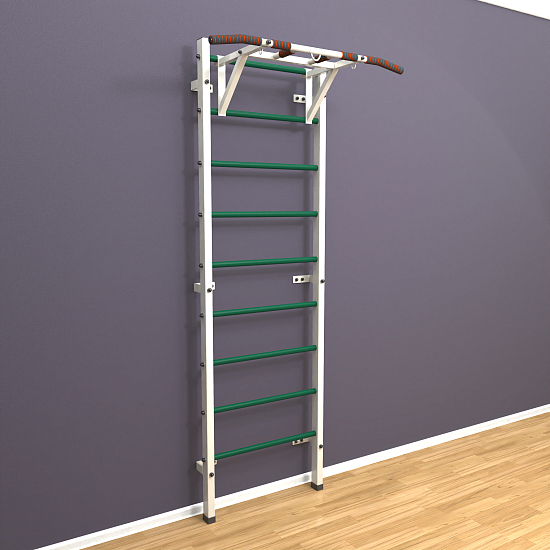 картинка Шведская стенка «LittleSport» White Pull-Up зеленые ступени от магазина Лазалка