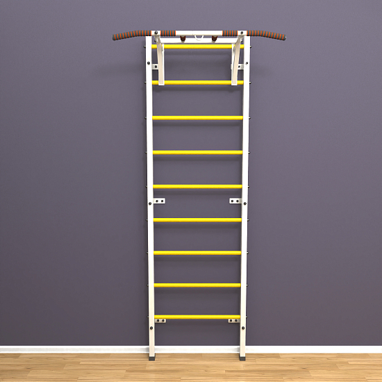 картинка Шведская стенка «LittleSport» White Pull-Up желтые ступени от магазина Лазалка