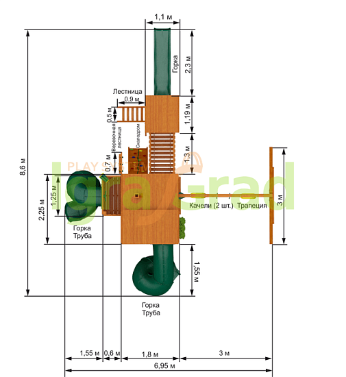 картинка Детская площадка IgraGrad "Великан 3" (Макси) от магазина Лазалка