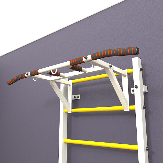 картинка Шведская стенка «LittleSport» White Pull-Up желтые ступени от магазина Лазалка