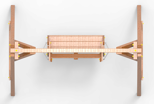 Деревянные качели Пикник 2 "Оптимус" (диванчик на цепях)