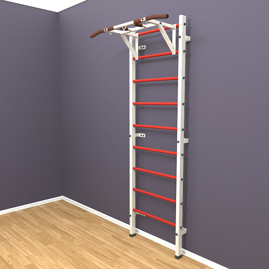 картинка Шведская стенка «LittleSport» White Pull-Up красные ступени от магазина Лазалка