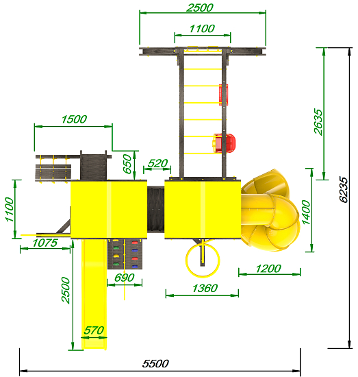 картинка Детская площадка Пикник "Black" Пацифик Light с винтовой трубой от магазина Лазалка