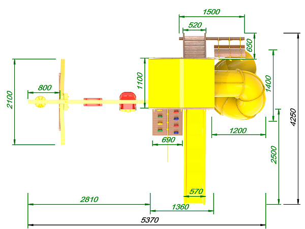 картинка Детская игровая площадка Пикник  "Элит" с винтовой трубой (желтый) от магазина Лазалка
