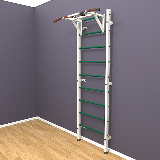 картинка Шведская стенка «LittleSport» White Pull-Up зеленые ступени от магазина Лазалка