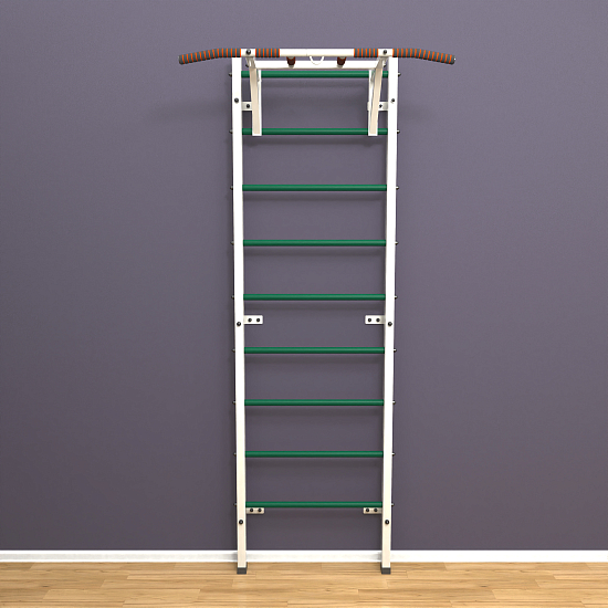 картинка Шведская стенка «LittleSport» White Pull-Up зеленые ступени от магазина Лазалка