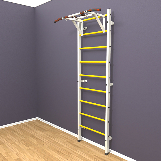 картинка Шведская стенка «LittleSport» White Pull-Up желтые ступени от магазина Лазалка