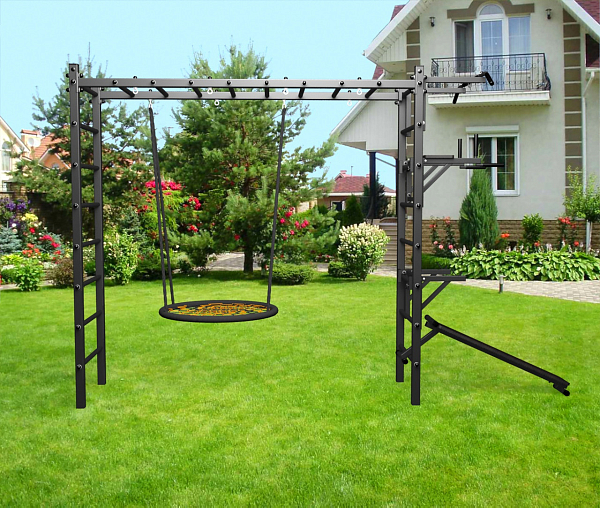 картинка Уличная шведская стенка Sv Sport рукоход У527.2 (Турник/Брусья/Стойка/Скамья/Гнездо 115см) от магазина Лазалка