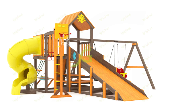 картинка Всесезонная площадка IgraGrad С с балконом и трубой SF от магазина Лазалка