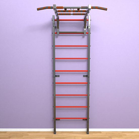 картинка Шведская стенка «LittleSport» Graphite Long красные ступени от магазина Лазалка
