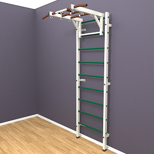 Шведская стенка «LittleSport» White Long зеленые ступени