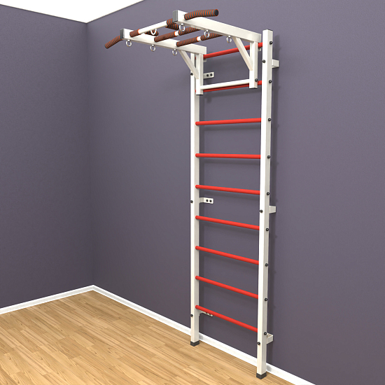 картинка Шведская стенка «LittleSport» White Long красные ступени от магазина Лазалка