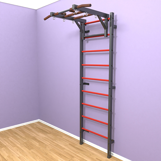 картинка Шведская стенка «LittleSport» Graphite Long красные ступени от магазина Лазалка
