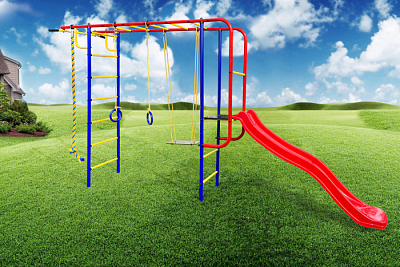 Детский спортивный комплекс для дачи Пионер " Лето " с горкой 1,7 м.